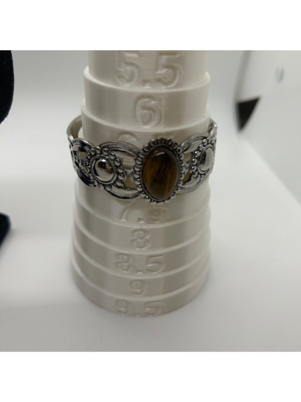 Bohemian Braceley Lot Vintage Silver tone Coin Faux Tiger Eye Leopard Bangle - Picture 13 of 16